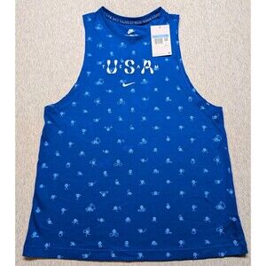 Nike Tee Team USA Club Tank Top Shirt Womens Size Medium FN0879 Blue Retail $32